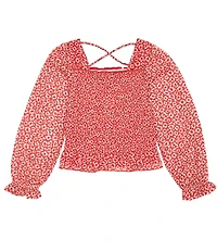 Xtraordinary Big Girls 7-16 Long Sleeve Square Neck Floral Top