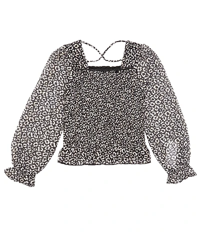 Xtraordinary Big Girls Long Sleeve Square Neck Floral Top