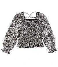 Xtraordinary Big Girls 7-16 Long Sleeve Square Neck Floral Top