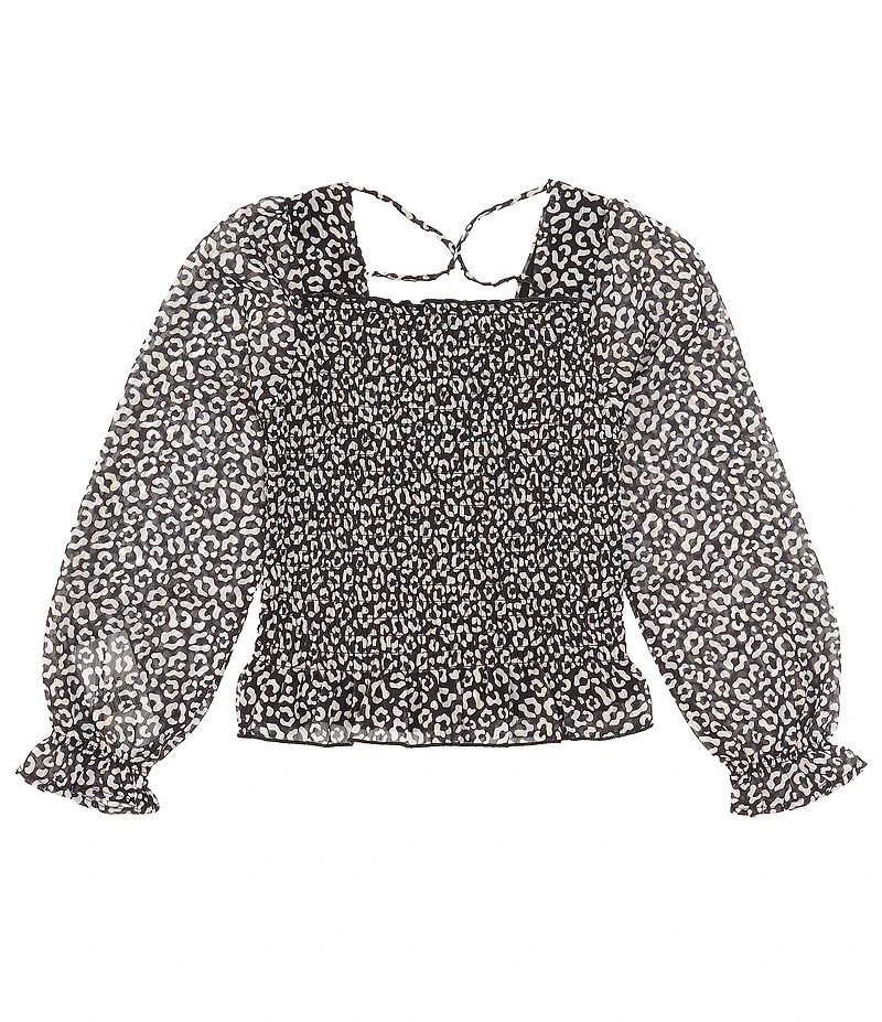 Xtraordinary Big Girls 7-16 Long Sleeve Square Neck Floral Top