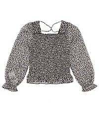 Xtraordinary Big Girls 7-16 Long Sleeve Square Neck Floral Top