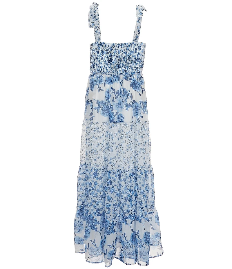 Xtraordinary Big Girls Mixed Media Floral Tiered Maxi Dress With Sunglasses