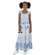 Xtraordinary Big Girls Mixed Media Floral Tiered Maxi Dress With Sunglasses