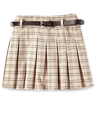 Xtraordinary Big Girls Plaid Belted Woven Skort