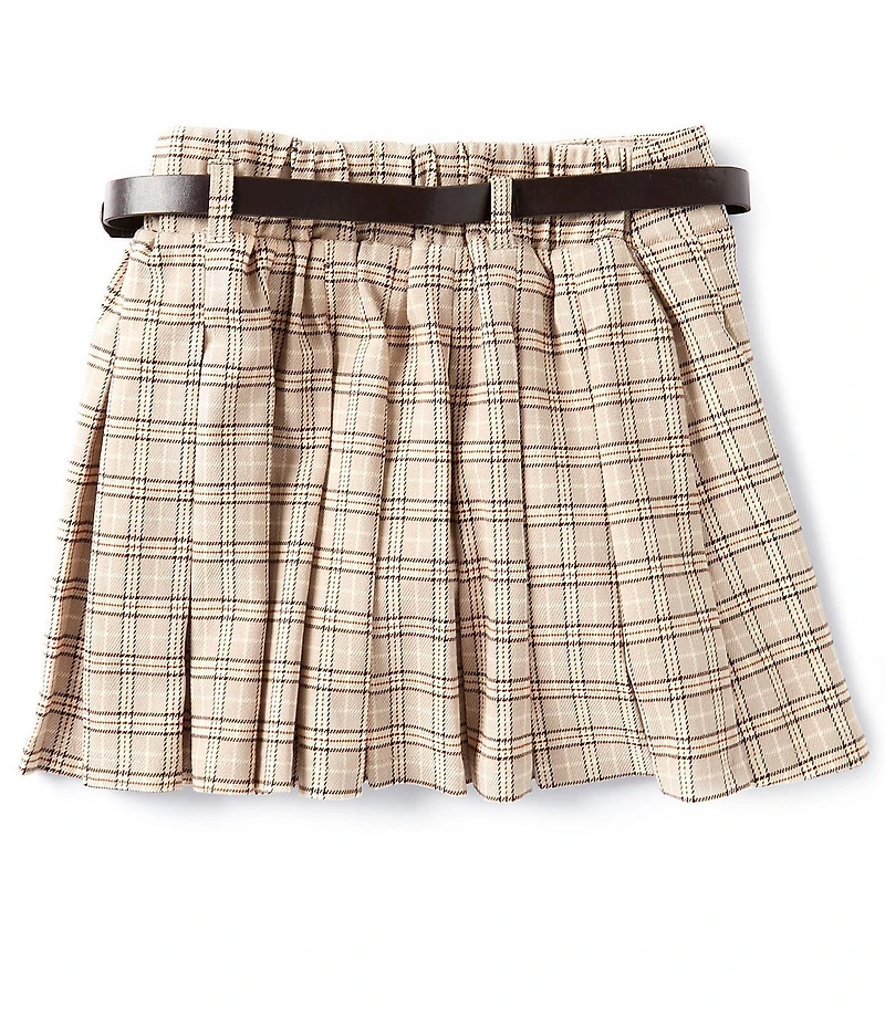 Xtraordinary Big Girls Plaid Belted Woven Skort