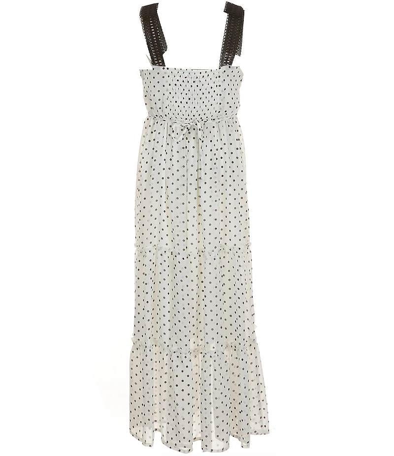Xtraordinary Big Girls Polka Dot Printed Tie Shoulder Maxi Dress