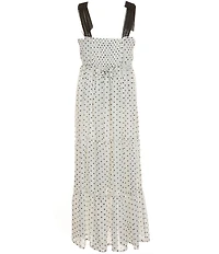 Xtraordinary Big Girls Polka Dot Printed Tie Shoulder Maxi Dress