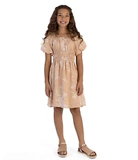 Xtraordinary Big Girls Puffed-Sleeve Floral-Printed Peasant Dress