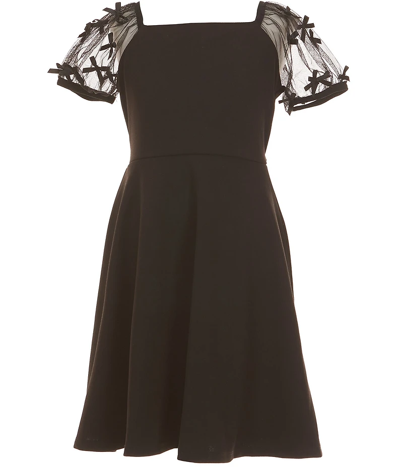 Xtraordinary Big Girls Puffed-Sleeve Scuba Crepe Fit-And-Flare Dress