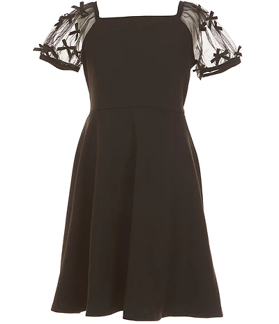 Xtraordinary Big Girls Puffed-Sleeve Scuba Crepe Fit-And-Flare Dress
