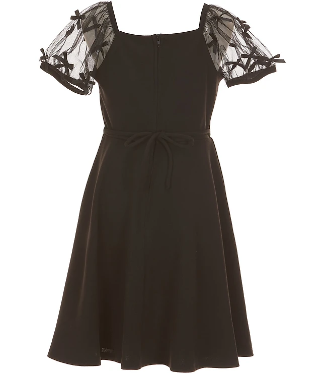 Xtraordinary Big Girls Puffed-Sleeve Scuba Crepe Fit-And-Flare