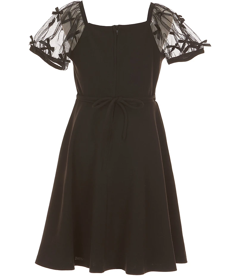 Xtraordinary Big Girls Puffed-Sleeve Scuba Crepe Fit-And-Flare Dress