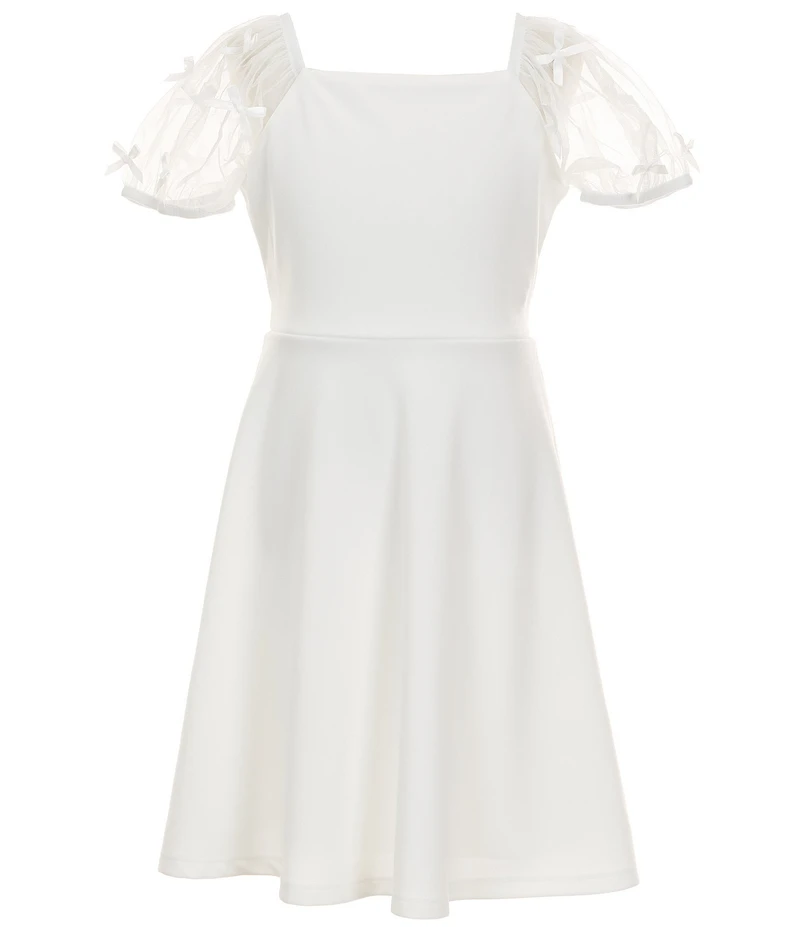 Xtraordinary Big Girls Puffed-Sleeve Scuba Crepe Fit-And-Flare Dress