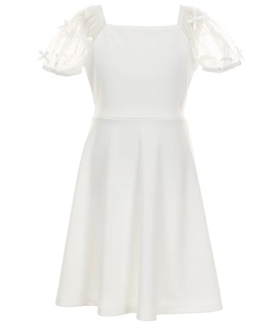 Xtraordinary Big Girls Puffed-Sleeve Scuba Crepe Fit-And-Flare Dress