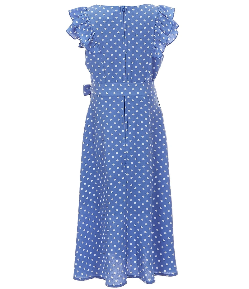 Xtraordinary Big Girls Ruffle-Sleeve Dotted Tea-Length Dress