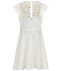 Xtraordinary Big Girls Scuba Crepe Ruffle Shoulder Knee Length Dress