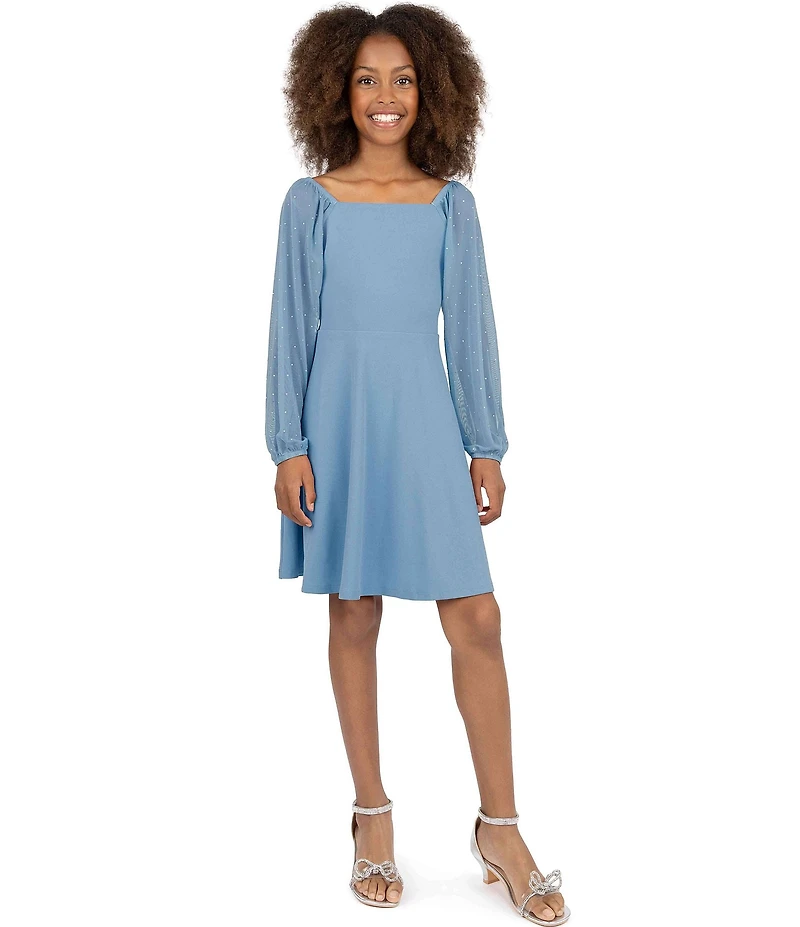 Xtraordinary Big Girls Sheer-Sleeve Peasant Dress