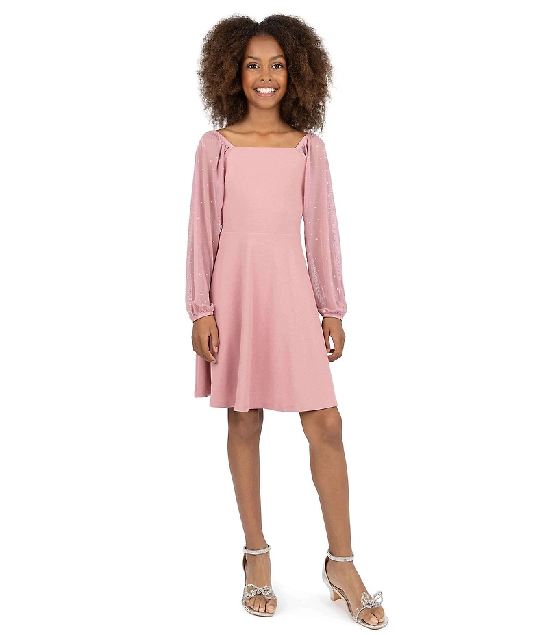 Xtraordinary Big Girls Sheer-Sleeve Peasant Dress