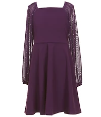 Xtraordinary Big Girls Sheer-Sleeve Peasant Dress