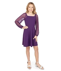 Xtraordinary Big Girls Sheer-Sleeve Peasant Dress