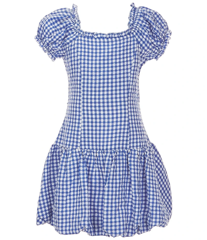 Xtraordinary Big Girls Short Sleeve Gingham Drop-Waist Dress