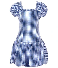 Xtraordinary Big Girls Short Sleeve Gingham Drop-Waist Dress