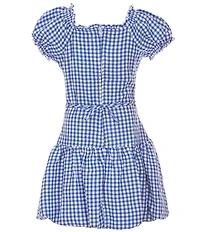 Xtraordinary Big Girls Short Sleeve Gingham Drop-Waist Dress