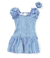 Xtraordinary Big Girls Short Sleeve Gingham Drop-Waist Dress