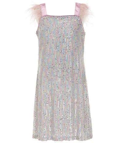 Xtraordinary Big Girls Short Sleeve Rainbow Sequin Embellished Shift Dress