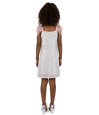 Xtraordinary Big Girls Short Sleeve Rainbow Sequin Embellished Shift Dress