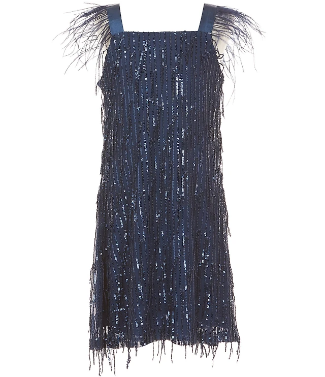 Xtraordinary Big Girls Short Sleeve Sequin Embellished Shift Dress