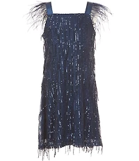 Xtraordinary Big Girls Short Sleeve Sequin Embellished Shift Dress