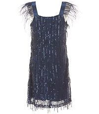 Xtraordinary Big Girls Short Sleeve Sequin Embellished Shift Dress