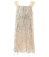 Xtraordinary Big Girls Short Sleeve Sequin Embellished Shift Dress