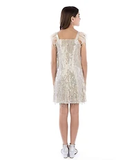 Xtraordinary Big Girls Short Sleeve Sequin Embellished Shift Dress