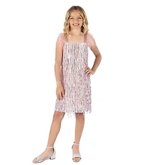 Xtraordinary Big Girls Short Sleeve Sequin Embellished Shift Dress