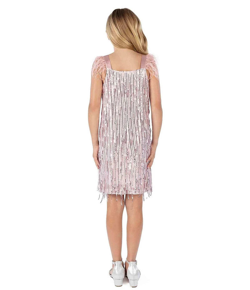 Xtraordinary Big Girls Short Sleeve Sequin Embellished Shift Dress