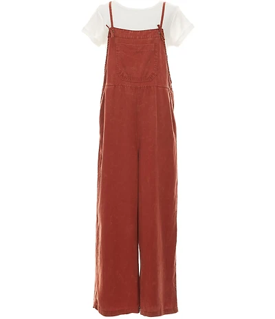 Xtraordinary Big Girls Sleeveless Bib-Pocket Jumpsuit & Short-Sleeve T-Shirt Set