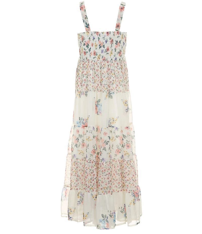 Xtraordinary Big Girls Sleeveless Mixed-Media-Floral-Print Long Dress