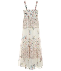 Xtraordinary Big Girls Sleeveless Mixed-Media-Floral-Print Long Dress