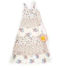 Xtraordinary Big Girls Sleeveless Mixed-Media-Floral-Print Long Dress