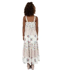 Xtraordinary Big Girls Sleeveless Mixed-Media-Floral-Print Long Dress