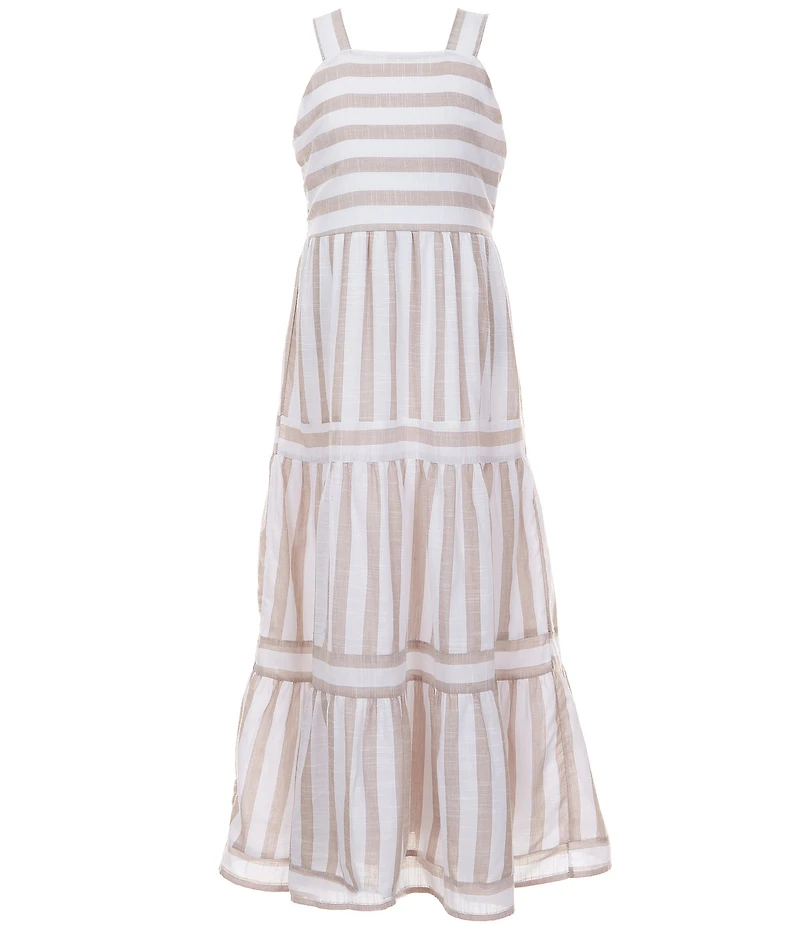 Xtraordinary Big Girls Sleeveless Mixed-Striped Long Dress
