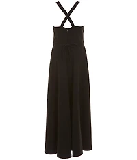 Xtraordinary Big Girls Sleeveless Rose-Embroidered-Applique Scuba Crepe Long Dress