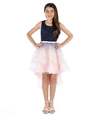 Xtraordinary Big Girls Sleeveless Solid/Ombre-Printed Fit-And-Flare Dress