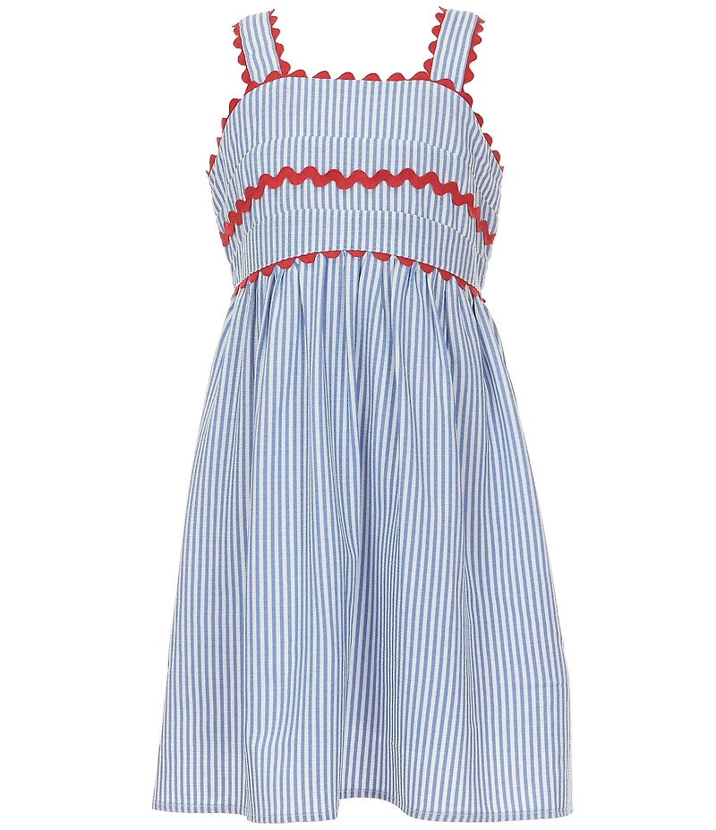 Xtraordinary Big Girls Sleeveless Striped Seersucker A-Line Dress
