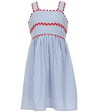 Xtraordinary Big Girls Sleeveless Striped Seersucker A-Line Dress