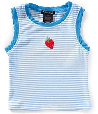 Xtraordinary Big Girls Sleeveless Striped Fruit-Embroidered-Motif Tank Top