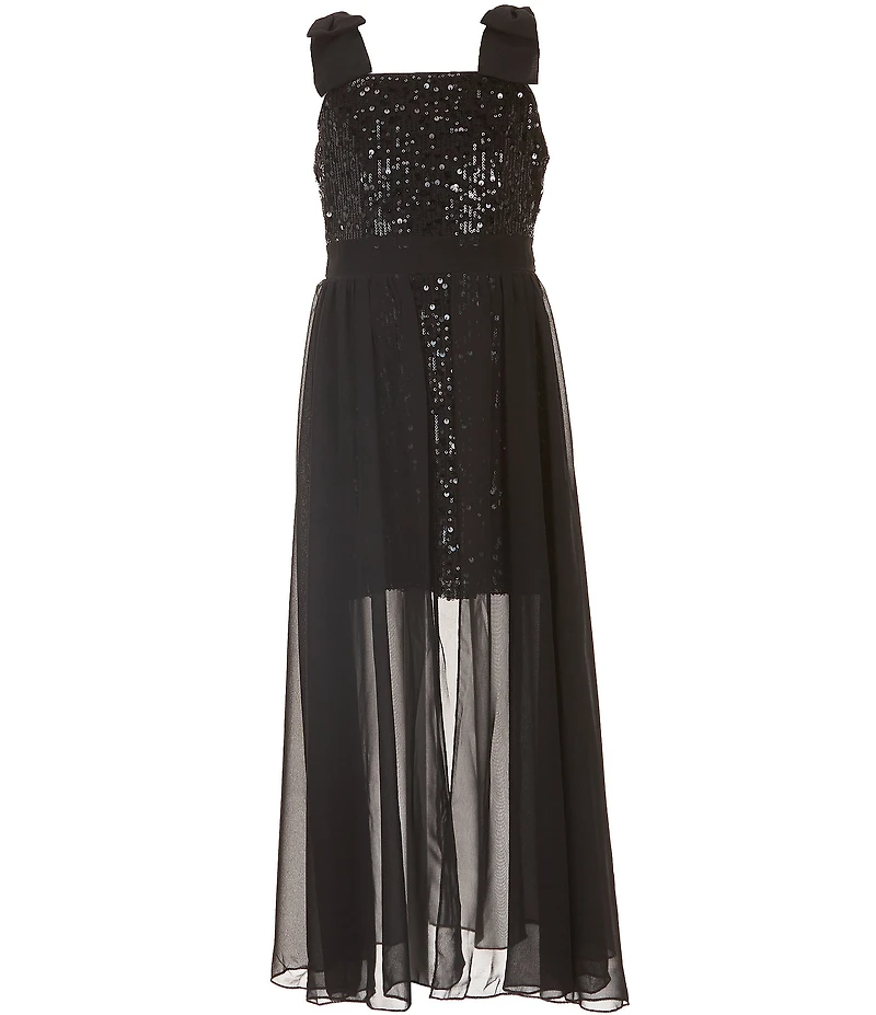 Xtraordinary Big Girls Tie-Shoulder Sequin-To-Chiffon Walk-Through Dress
