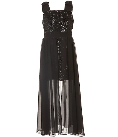 Xtraordinary Big Girls Tie-Shoulder Sequin-To-Chiffon Walk-Through Dress